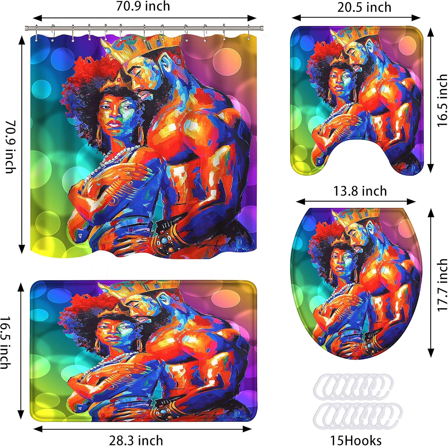 African American Shower Curtain Set 4PCS