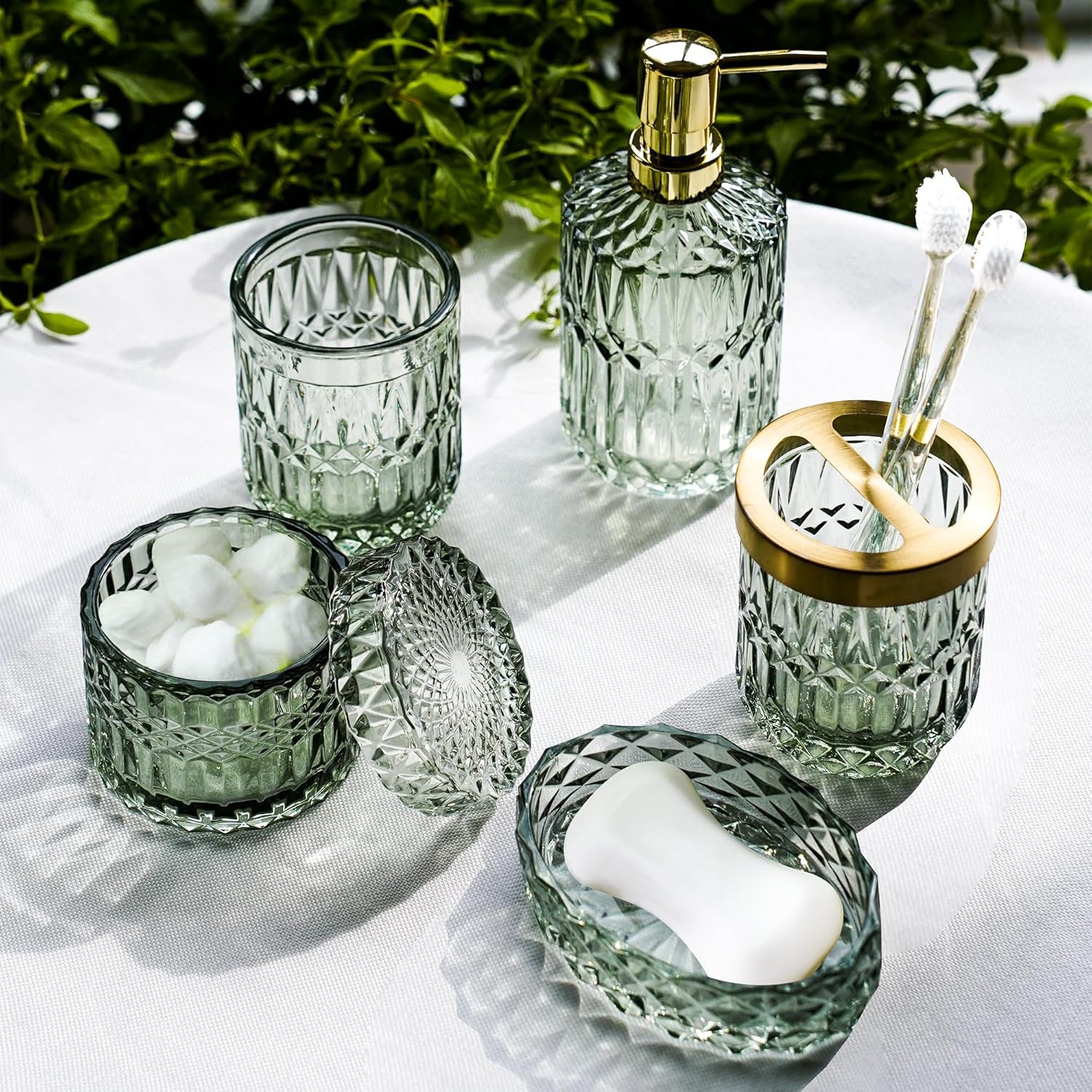 Stylish Glass Bathroom Set 5 Pcs for Home or Gift
