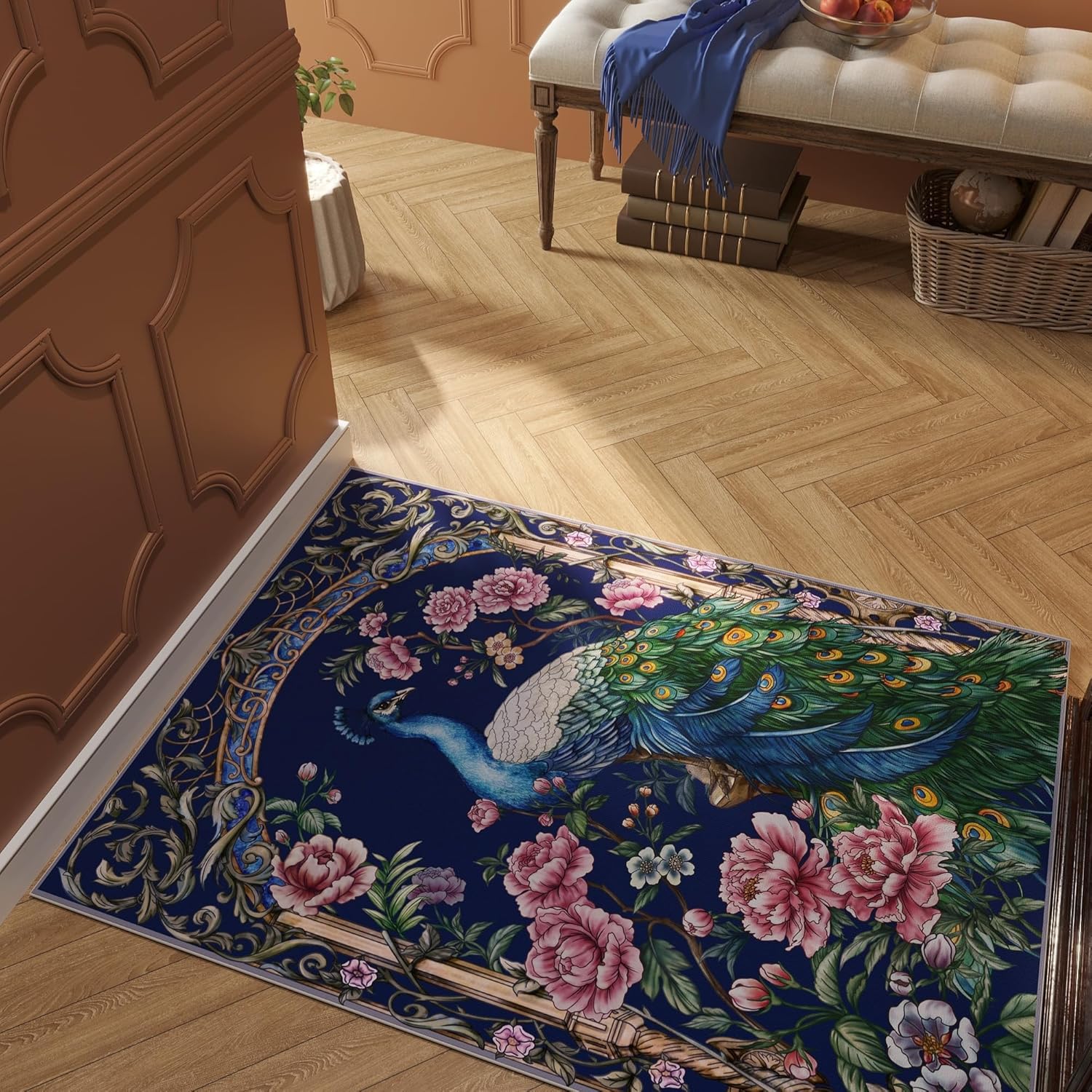 Vowkten 2x3 Door Mat Indoor Rug Peacock Design